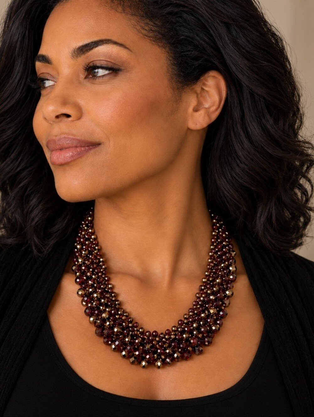 Chico's Red Bib Collar Necklace